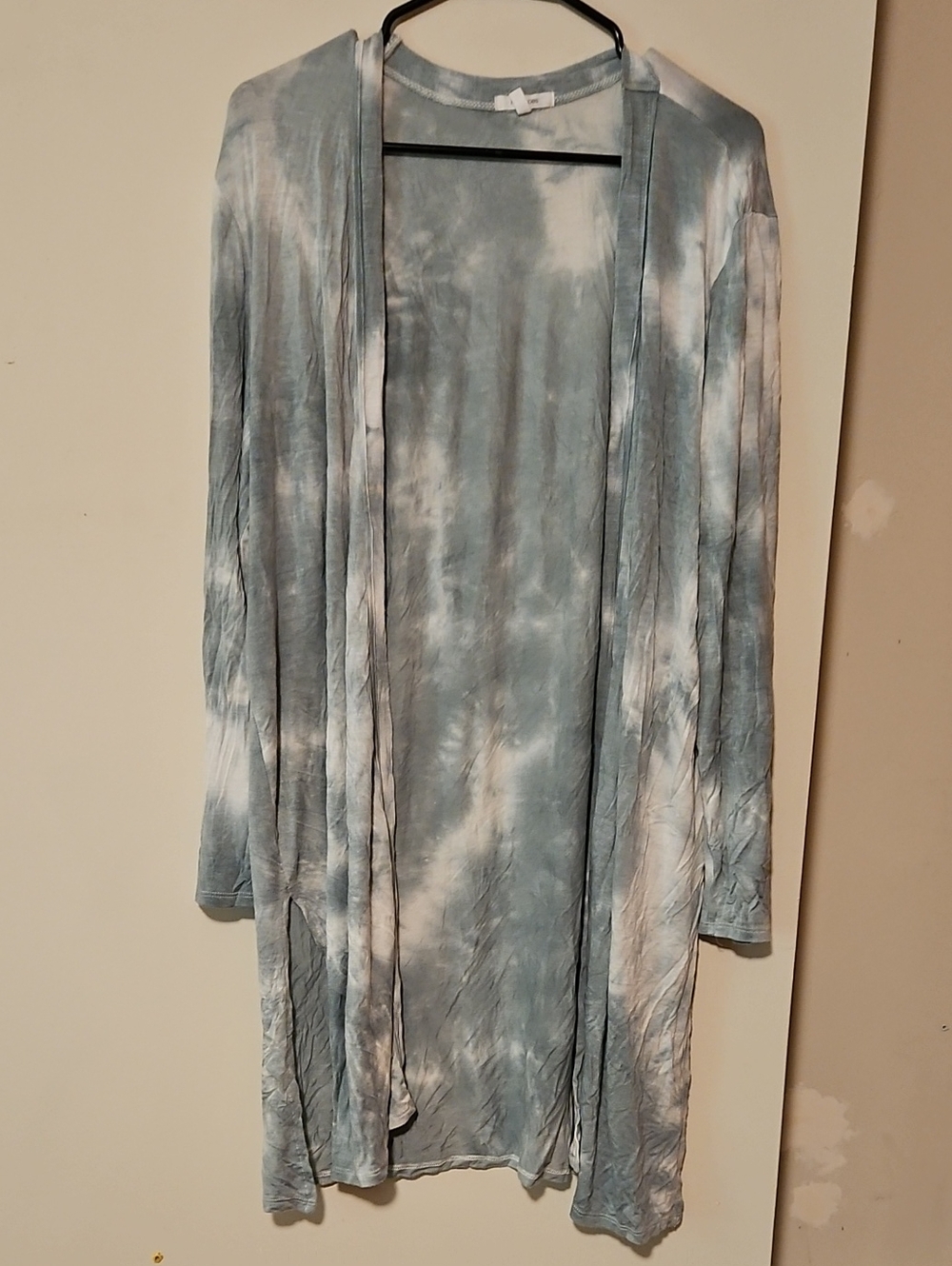 Maurices Blue and White Tie-Dye Open Front Cardigan